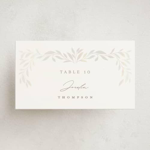 This is a cloud wedding place cards with foil pressed by Ana Sharpe called clarity printing on signature in placecard
