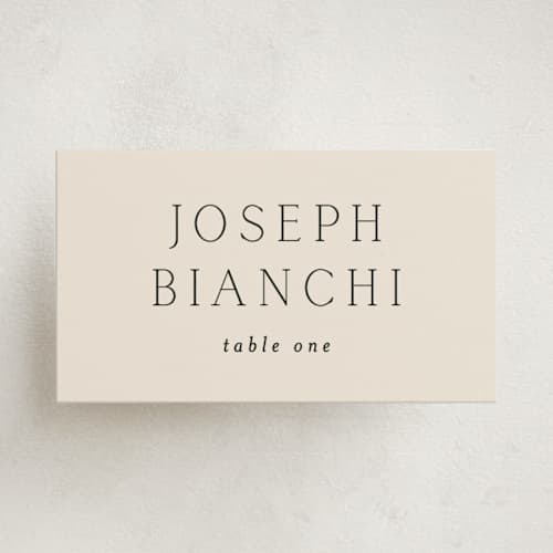 This is a linen party place cards with standard by Vanessa Doyle called in love printing on signature in placecard