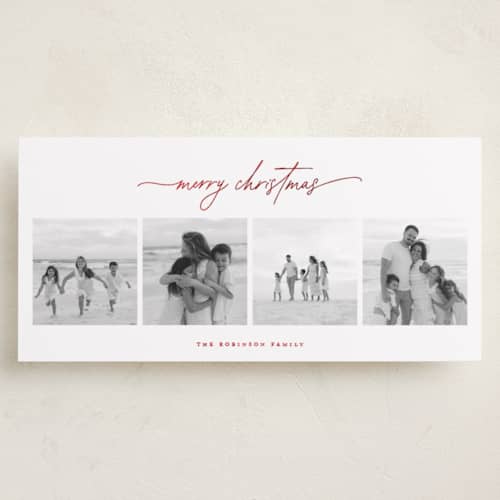 This is a santa suit foil pressed holiday cards with foil pressed by Blustery August called making spirits bright printing on recycled smooth signature in tall