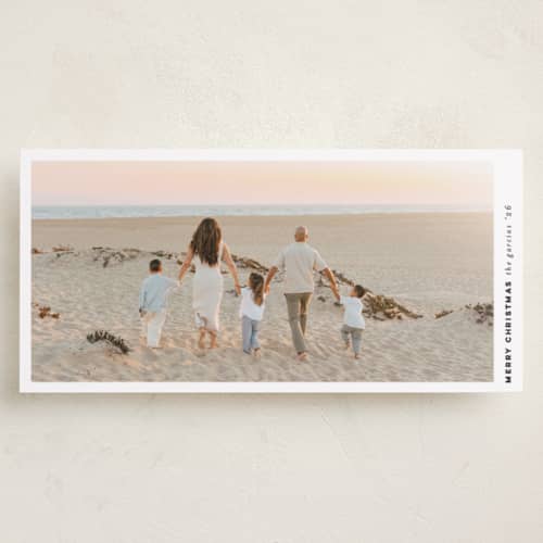 This is a snow holiday photo cards with standard by Pink House Press called double wide printing on recycled smooth signature in tall
