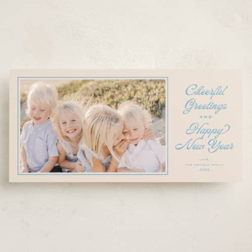 This is a sky holiday photo cards with standard by Carolyn MacLaren called paradise printing on recycled smooth signature in tall