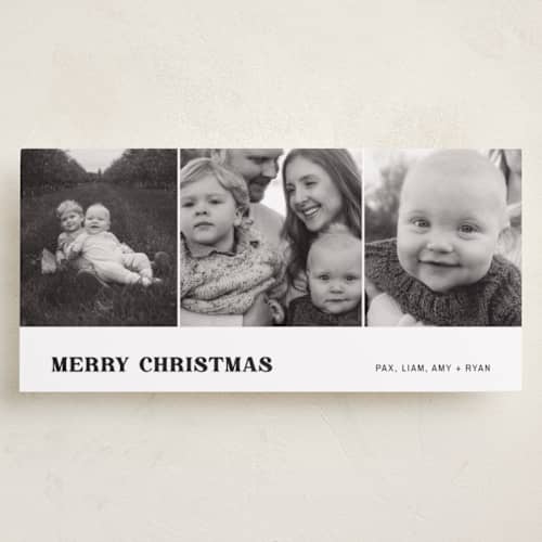 This is a paper holiday photo cards with standard by Ani Somi called retro three photo printing on recycled smooth signature in tall