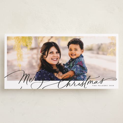 This is a snow holiday photo cards with standard by Everett Paper Goods called evoke printing on recycled smooth signature in tall