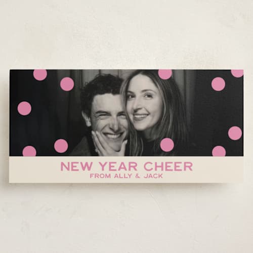 This is a sugarplum holiday photo cards with standard by Ellen Schlegelmilch called polka polka printing on recycled smooth signature in tall