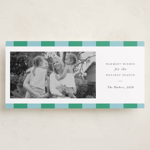 This is a seaside holiday photo cards with standard by Chryssi Tsoupanarias called modern cheer printing on recycled smooth signature in tall
