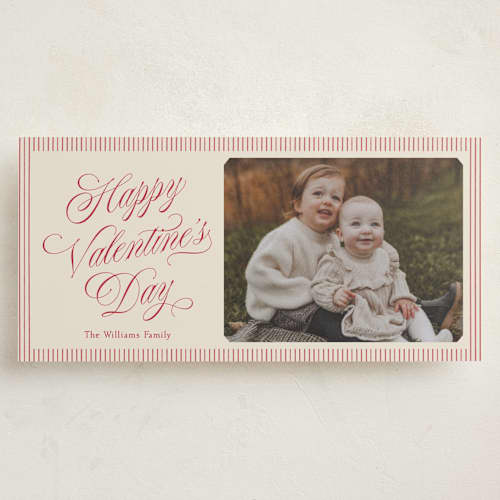 This is a cream holiday photo cards with standard by Robert and Stella called tidy stripe printing on recycled smooth signature in tall