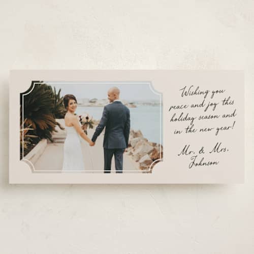 This is a marshmallow holiday photo cards with standard by Pati Cascino called selena printing on recycled smooth signature in tall