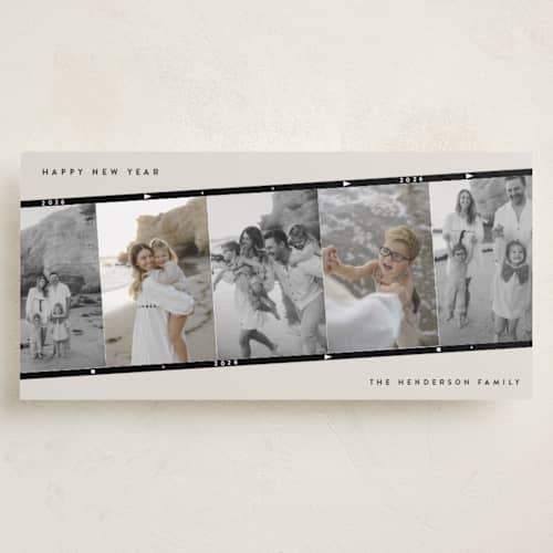 This is a vintage holiday photo cards with standard by Maja Cunningham called vintage photo strip printing on recycled smooth signature in tall