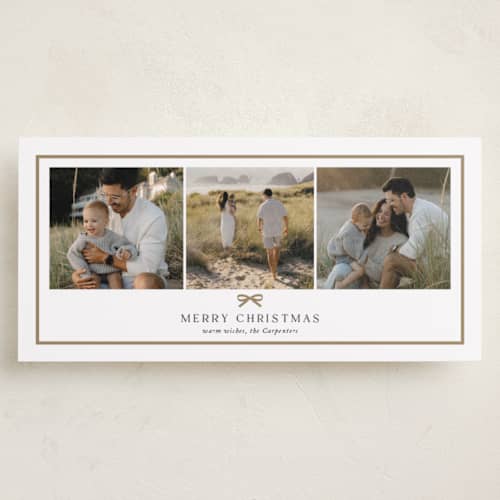 This is a snow holiday photo cards with standard by Yaling Hou Suzuki called sweet little bow printing on recycled smooth signature in tall