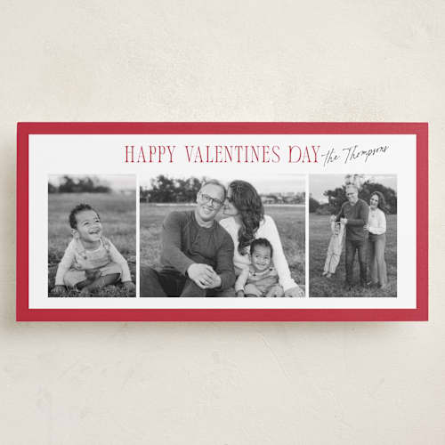 This is a heart holiday photo cards with standard by Robert and Stella called bright border printing on recycled smooth signature in tall