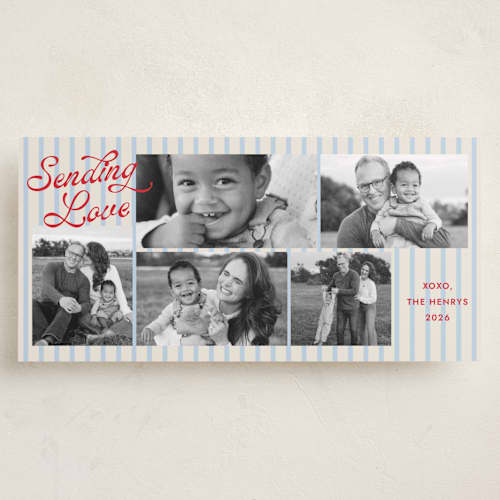 This is a bluebell holiday photo cards with standard by Megan Davis called cape printing on recycled smooth signature in tall