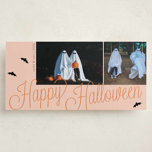 This is a bubblegum holiday photo cards with standard by Morgan Kendall called bats printing on recycled smooth signature in tall