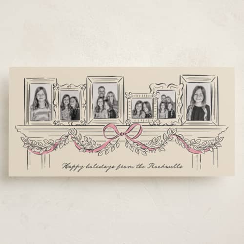 This is a sugarplum holiday photo cards with standard by Jamie Alexander called mantle printing on recycled smooth signature in tall
