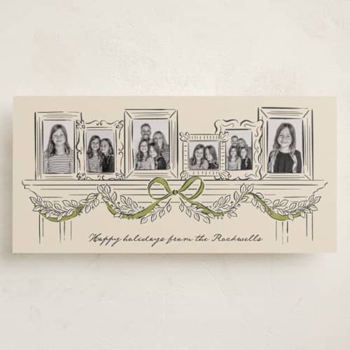 This is a island citrus holiday photo cards with standard by Jamie Alexander called mantle printing on recycled smooth signature in tall