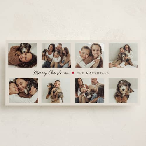 This is a champagne holiday photo cards with standard by Ilene Guy called simple grid printing on recycled smooth signature in tall