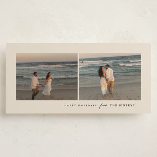 This is a ivory holiday photo cards with standard by Angela Thompson called holiday pair printing on recycled smooth signature in tall