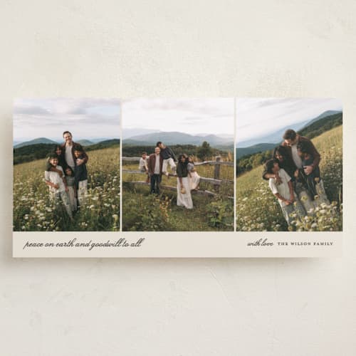 This is a diamond holiday photo cards with standard by Kelly Watkins called triple printing on recycled smooth signature in tall