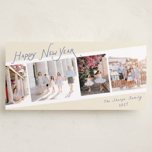 This is a bluebird holiday photo cards with standard by Pixel and Hank called family photos printing on recycled smooth signature in tall