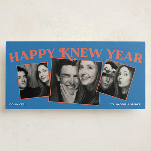 This is a royal blue holiday photo cards with standard by Megan Davis called knew year printing on recycled smooth signature in tall