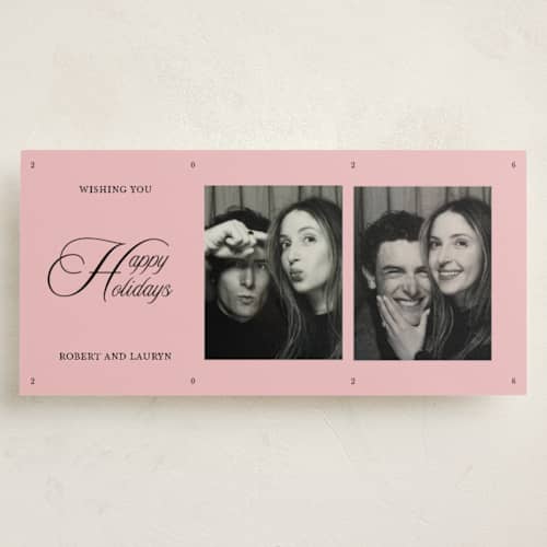 This is a sweet holiday photo cards with standard by Zove Ahhh called strips of joy printing on recycled smooth signature in tall