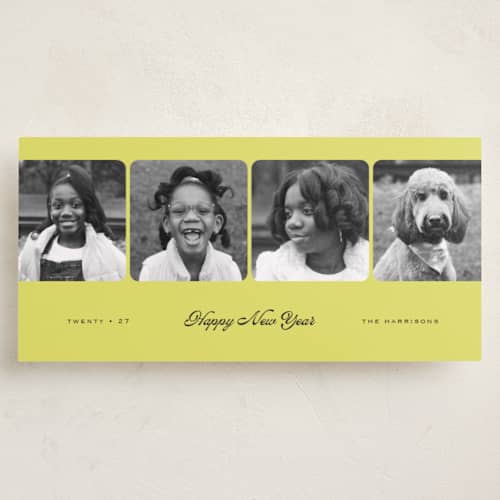 This is a yuzu holiday photo cards with standard by Snow and Ivy called subway printing on recycled smooth signature in tall