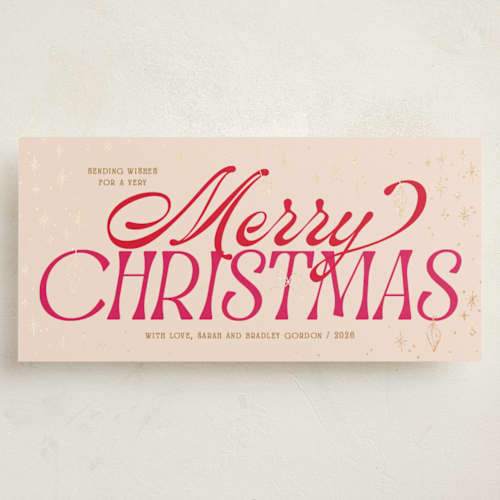 This is a gumdrop foil pressed holiday cards with foil pressed by Owl and Toad called celestial printing on signature in tall