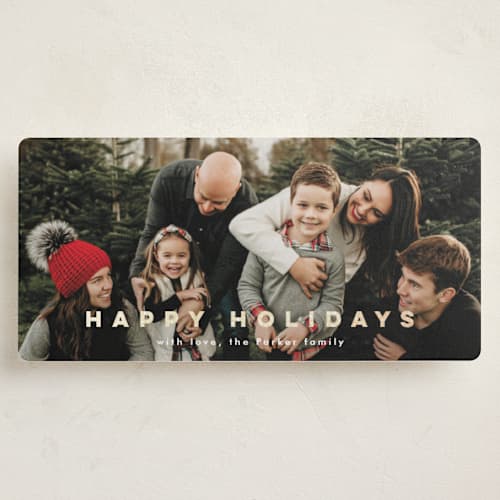 This is a snow foil pressed holiday cards with foil pressed by Louise Kay called happy together printing on recycled smooth signature in tall