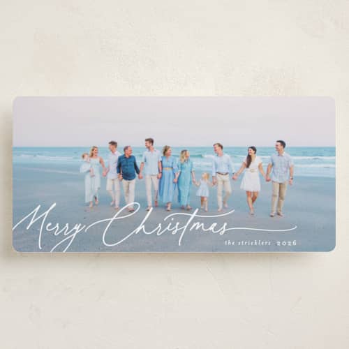 This is a snow holiday photo cards with standard by Chris Griffith called holiday panorama printing on recycled smooth signature in tall