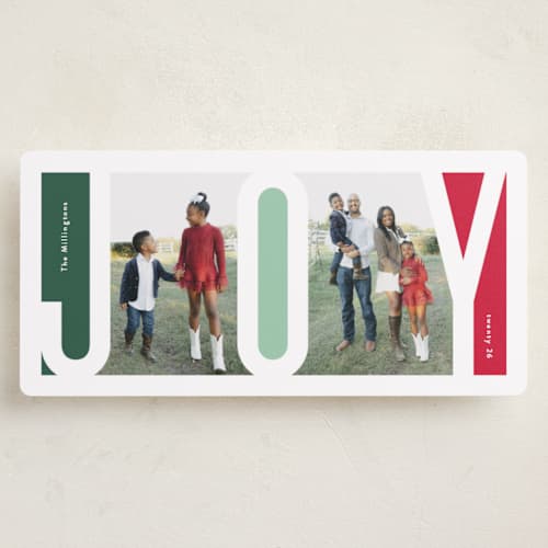 This is a emerald holiday photo cards with standard by Lauren Chism called inner joy printing on recycled smooth signature in tall