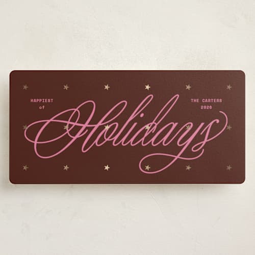 This is a wine foil pressed holiday cards with foil pressed by Inkblot Design called star statement printing on signature in tall