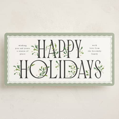 This is a wintermint holiday photo cards with standard by Erin L. Wilson called festive foliage printing on signature in tall