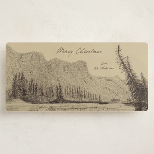 This is a sand holiday photo cards with standard by Mellary Bitner called canmore mountainscape printing on signature in tall