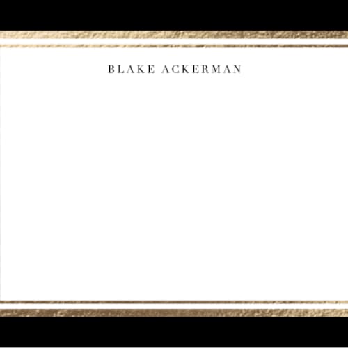 This is a midnight foil stamped stationery with foil pressed by Carrie ONeal called gold notes printing on signature in 4.25x5.5