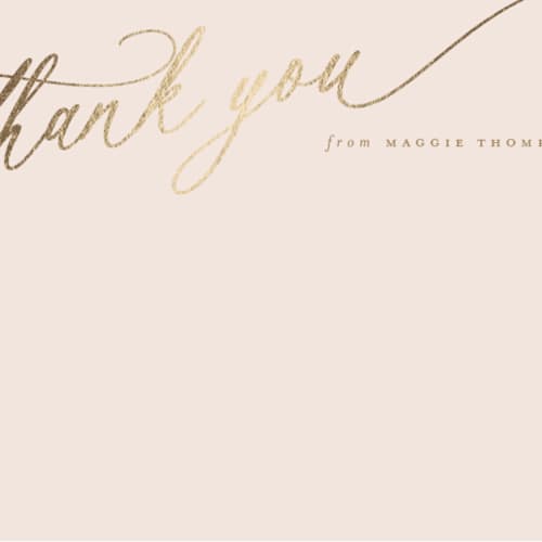 This is a caramel foil stamped stationery with foil pressed by Carolyn MacLaren called elegant thanks printing on signature in 4.25x5.5