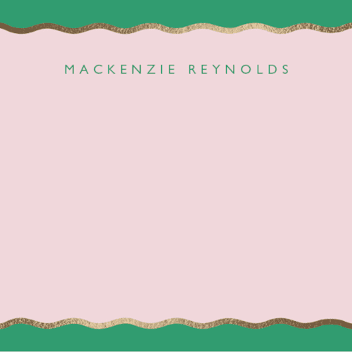 This is a peridot foil stamped stationery with foil pressed by Olivia Raufman called preppy twist printing on signature in 4.25x5.5