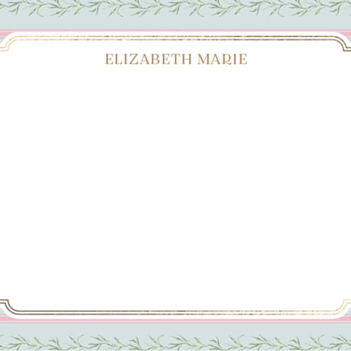 This is a hummingbird foil stamped stationery with foil pressed by Claudia Orengo called castle greenery printing on signature in 4.25x5.5