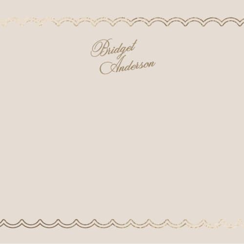 This is a linen foil stamped stationery with foil pressed by Cass Loh called gilded scallop printing on signature in 4.25x5.5