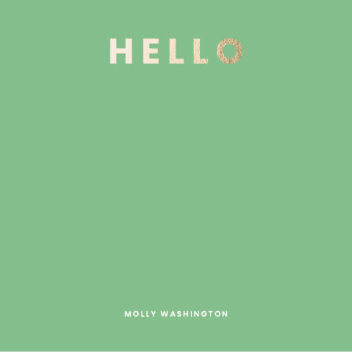 This is a avocado foil stamped stationery with foil pressed by taylorVdesign called simple hello printing on signature in 4.25x5.5