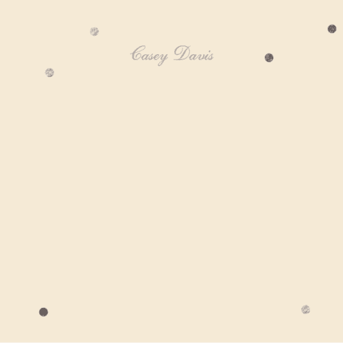 This is a sand foil stamped stationery with foil pressed by Baumbirdy called dotty printing on signature in 4.25x5.5
