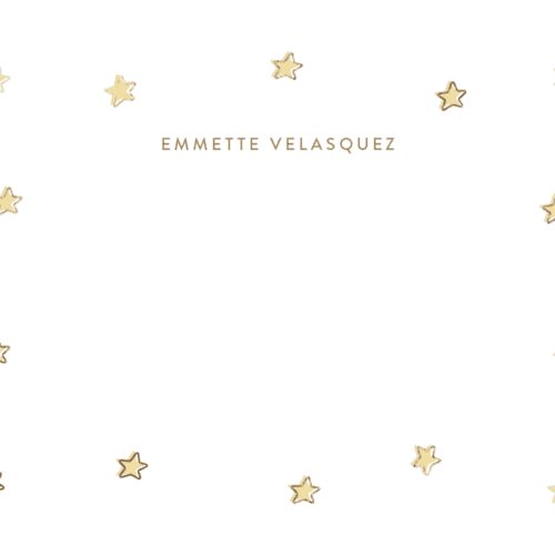 This is a sunshine foil stamped stationery with foil pressed by Angela Garrick called twinkle stars printing on signature in 4.25x5.5