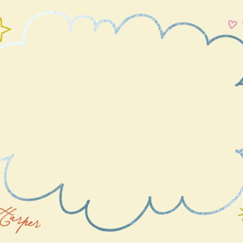 This is a confetti foil stamped stationery with foil pressed by Inkblot Design called whimsy printing on signature in 4.25x5.5