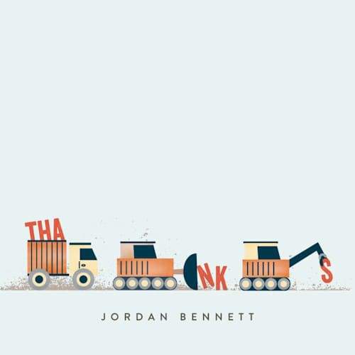 This is a tangerine kids thank you cards notes with standard by Erica Krystek called trucker appreciation printing on signature in standard