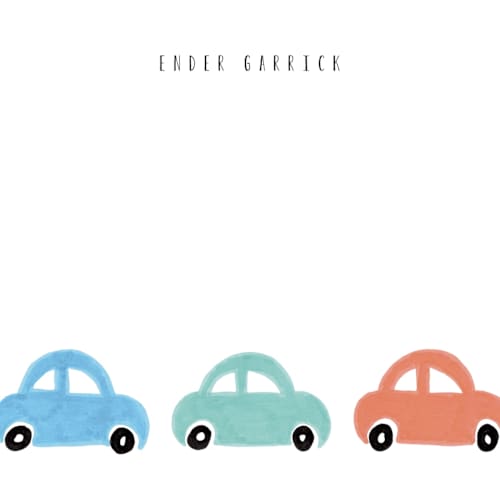 This is a rust kids thank you cards notes with standard by Angela Garrick called beep beep printing on signature in standard