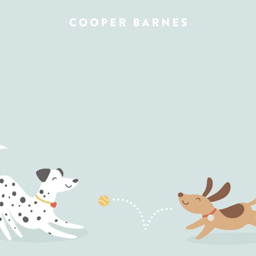 This is a sky kids thank you cards notes with standard by Susan Asbill called playful pups printing on signature in standard