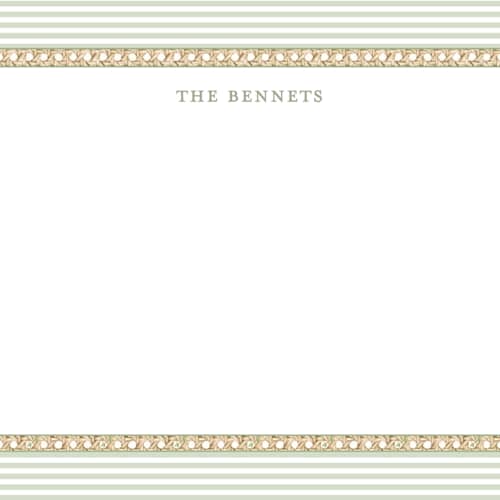 This is a pine personalized stationery thank you cards with standard by Bayberry Kate called woven pine printing on signature in 4.25x5.5