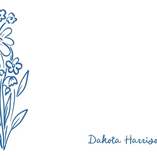 This is a cornflower personalized stationery thank you cards with standard by Jenna Holcomb called wildflower note printing on signature in 4.25x5.5