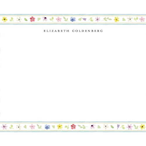 This is a summer personalized stationery thank you cards with standard by Pati Cascino called herbarium printing on signature in 4.25x5.5