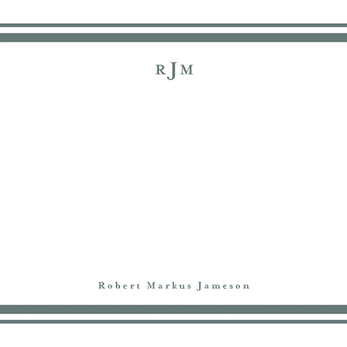 This is a vetiver personalized stationery thank you cards with standard by Tamara Hilje called elegant border printing on signature in 4.25x5.5