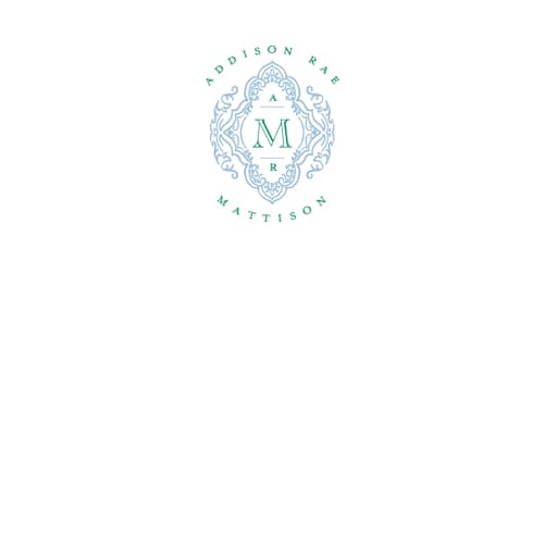 This is a periwinkle personalized stationery thank you cards with standard by Jenna Holcomb called stamped printing on signature in 4.25x5.5
