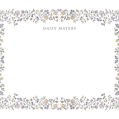 This is a lavender personalized stationery thank you cards with standard by Petra Kern called daisy q printing on signature in 4.25x5.5